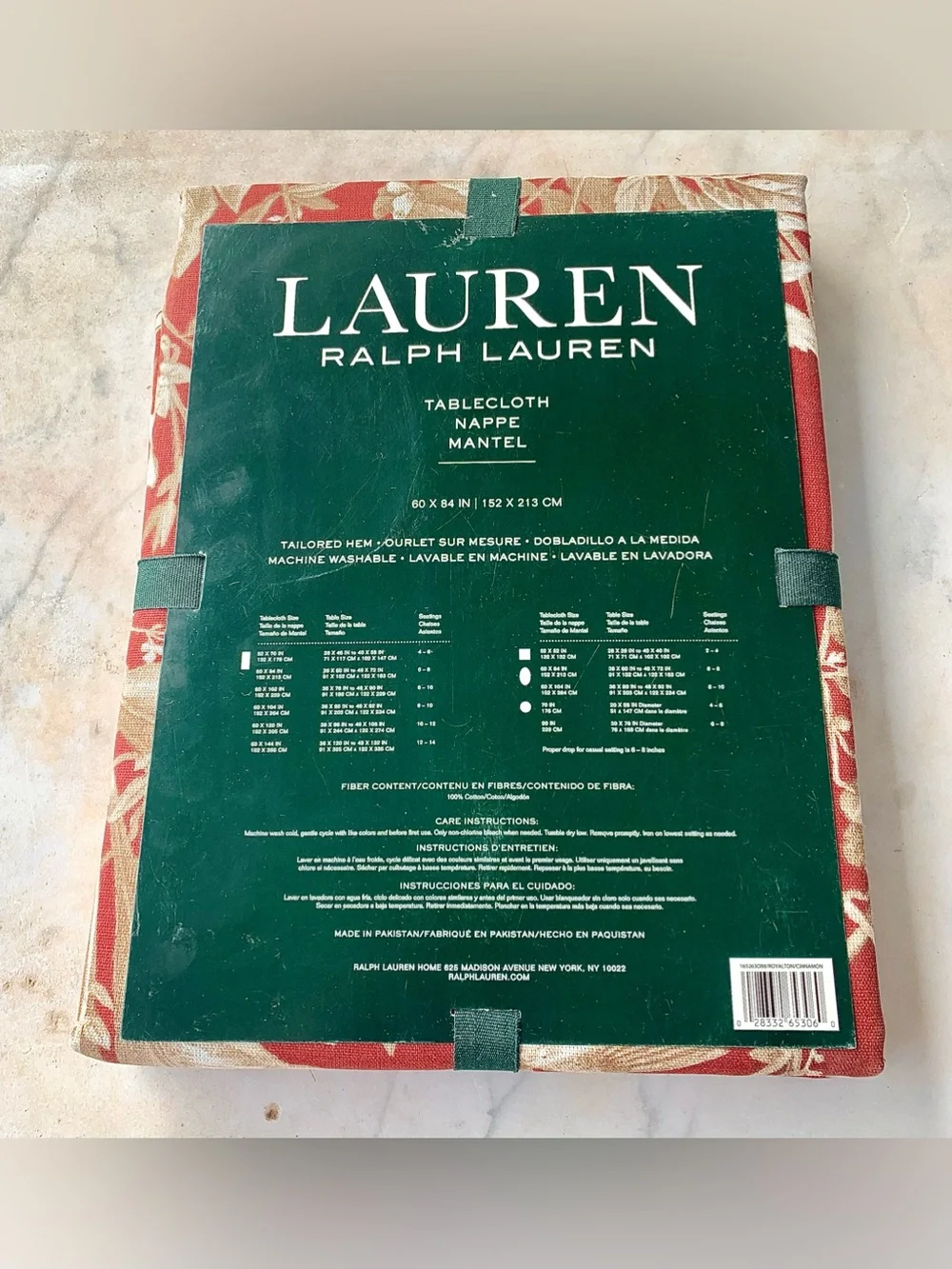 RALPH LAUEN BURNT Red Cream Botanical Toile Tablecloth 60 X 84INCH OBLONG